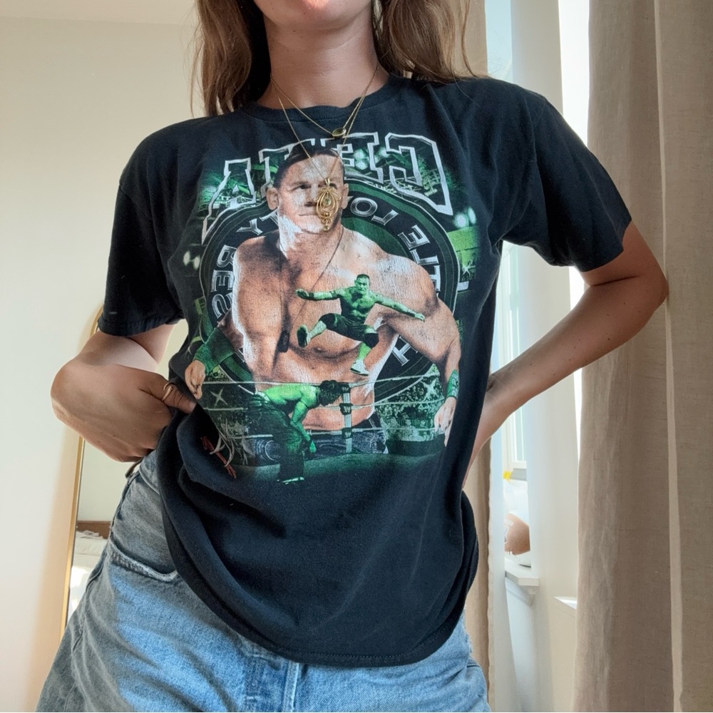 WWE Black Short Sleeve Tee with Retro Graphic